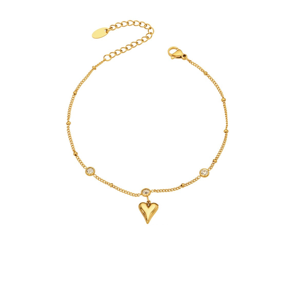 Heart Charm Anklet | 18K Gold PVD Stainless Steel | Aurex