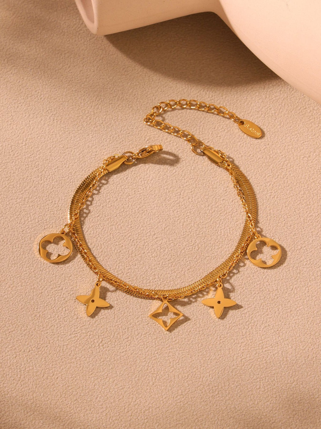 Lucky Clover Charm Anklet | 18K Gold PVD | Aurex