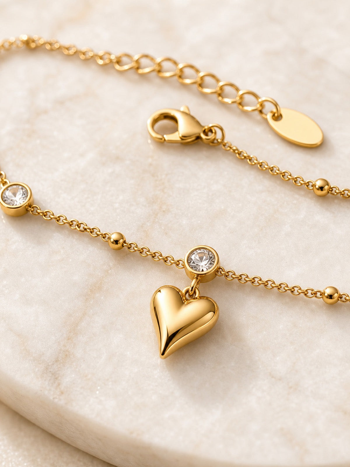 Heart Charm Anklet | 18K Gold PVD Stainless Steel | Aurex