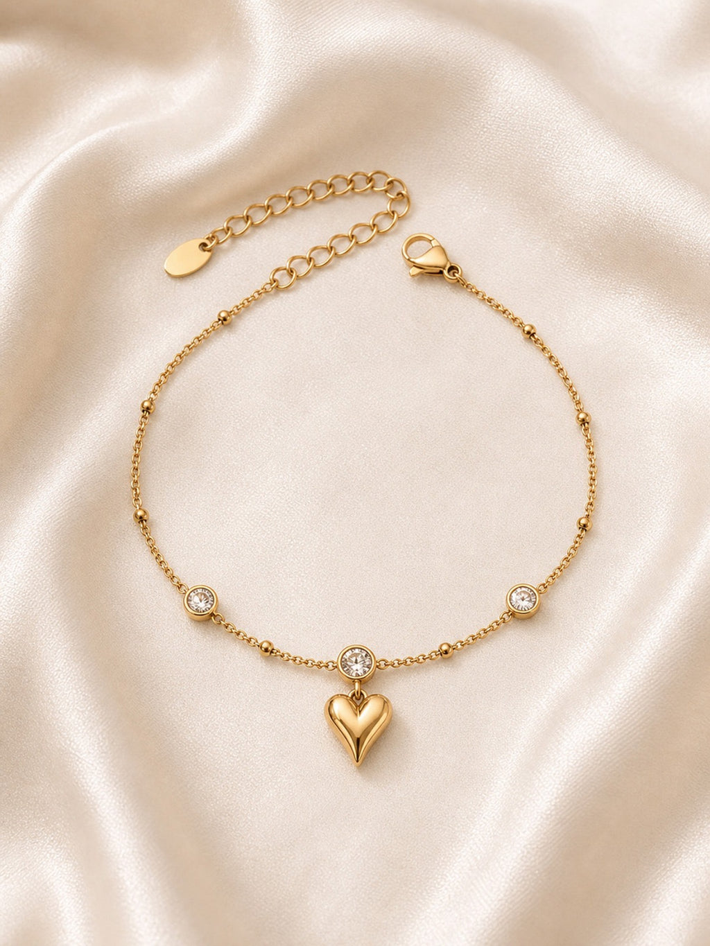 Heart Charm Anklet | 18K Gold PVD Stainless Steel | Aurex