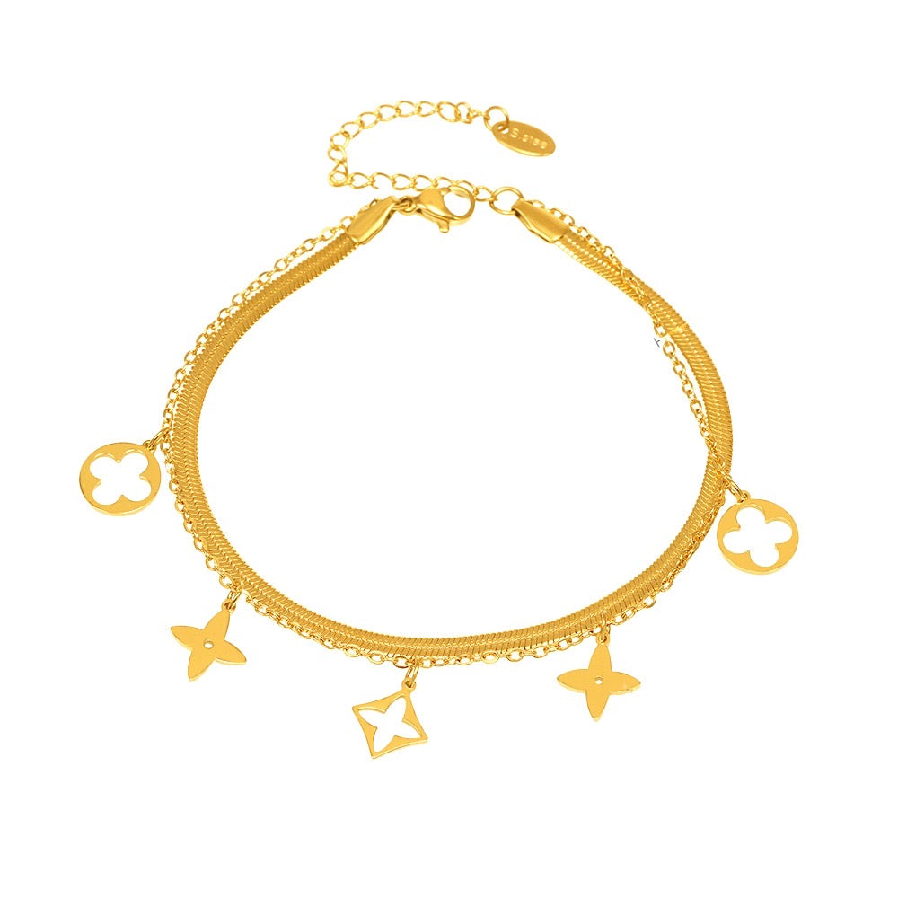 Lucky Clover Charm Anklet | 18K Gold PVD | Aurex