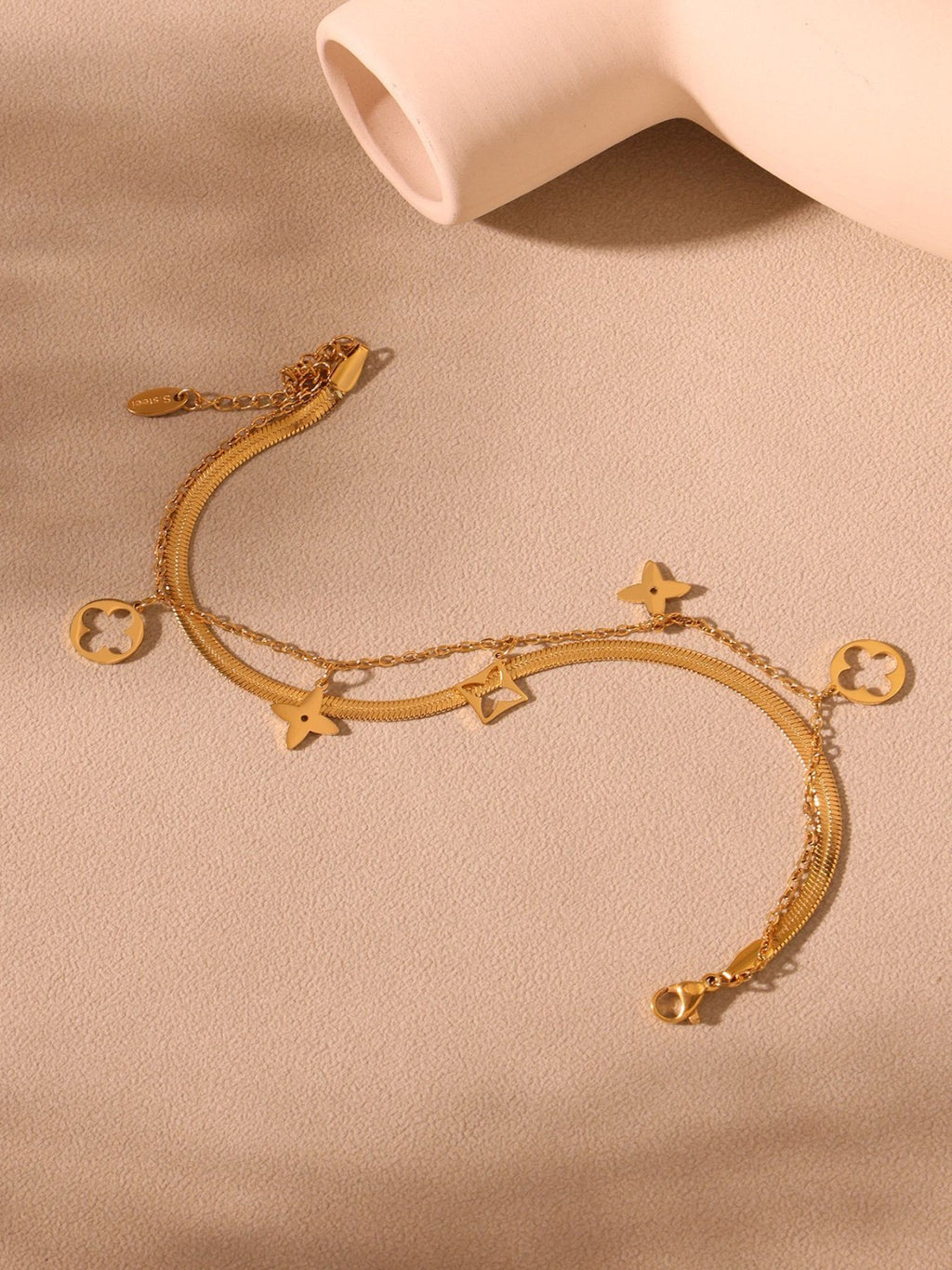 Lucky Clover Charm Anklet | 18K Gold PVD | Aurex